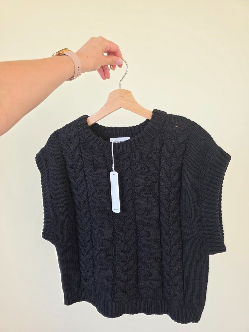 Anthropologie Self Contrast Black Short Sleeve Sweater | NWT | Medium
